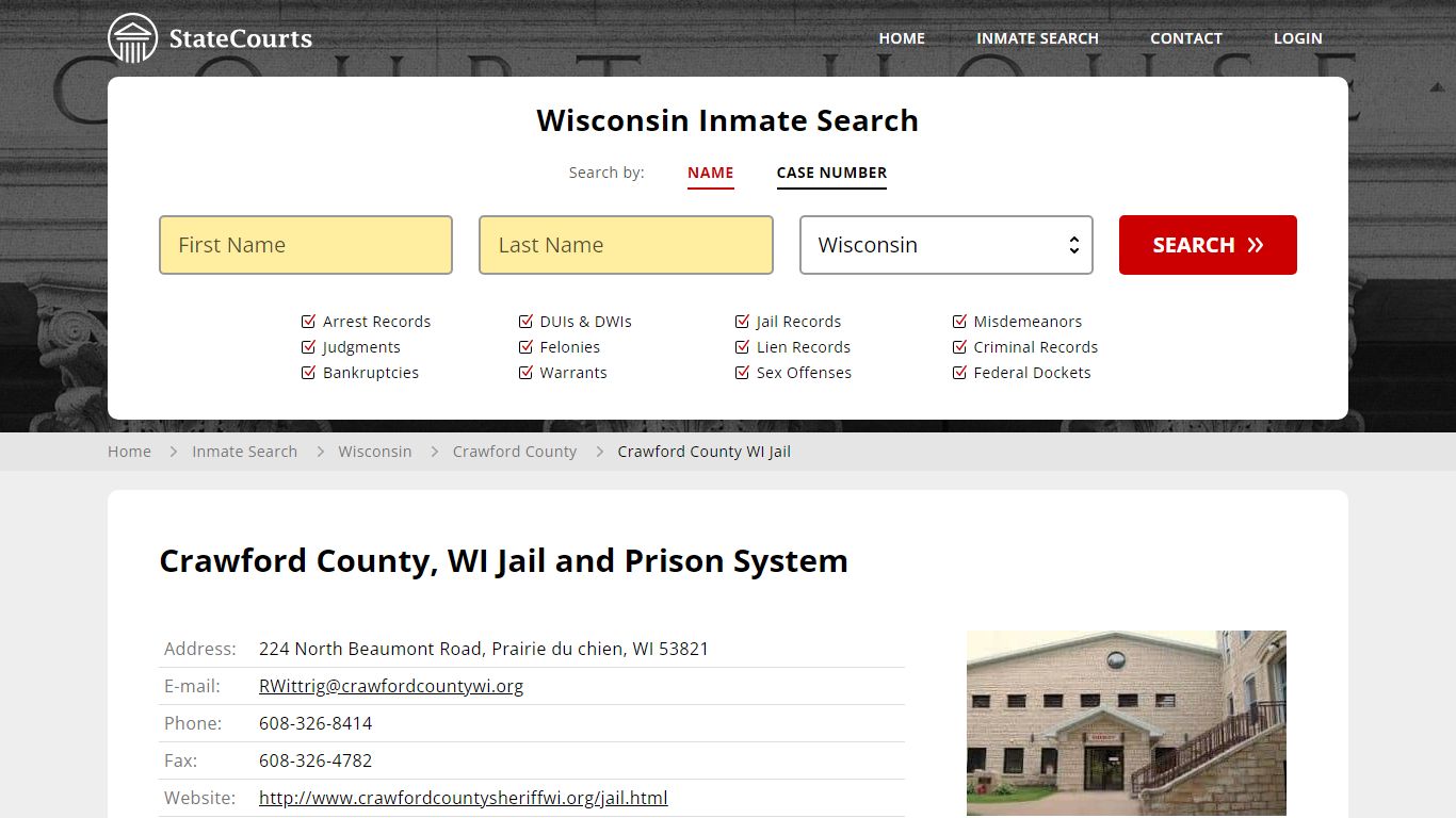 Crawford County WI Jail Inmate Records Search, Wisconsin - StateCourts